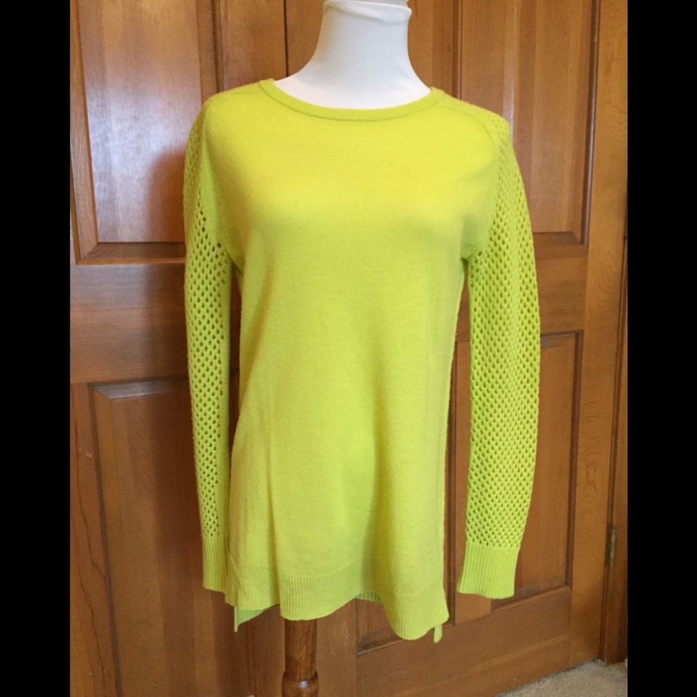 Theory Neon Green Crew Neck Sweater